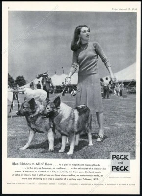 1943 Норвежский Elkhound 2 чемпион собаки фото Peck & Peck моды винтажная печатная реклама - Изображение 1 из 4