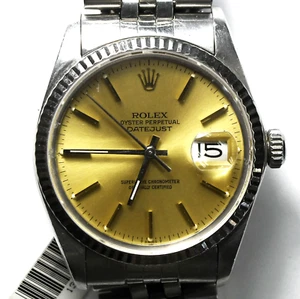 1985 Men's Rolex Datejust 16014 Gold Stick Dial 36mm 3035 All Stainless Jubilee - Picture 1 of 8