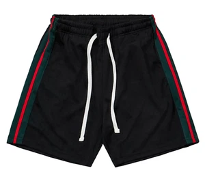 LUCKY BASTARDS STRIPED SHORTS MENS SPORTSWEAR FITWEAR MADE IN USA BLACK W/ GREEN - Picture 1 of 1