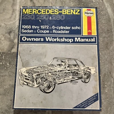 Mercedes Benz 230 250 280 Haynes Manual de taller del propietario 1968-1972 6 cil. Sohc Foto 1 de 2