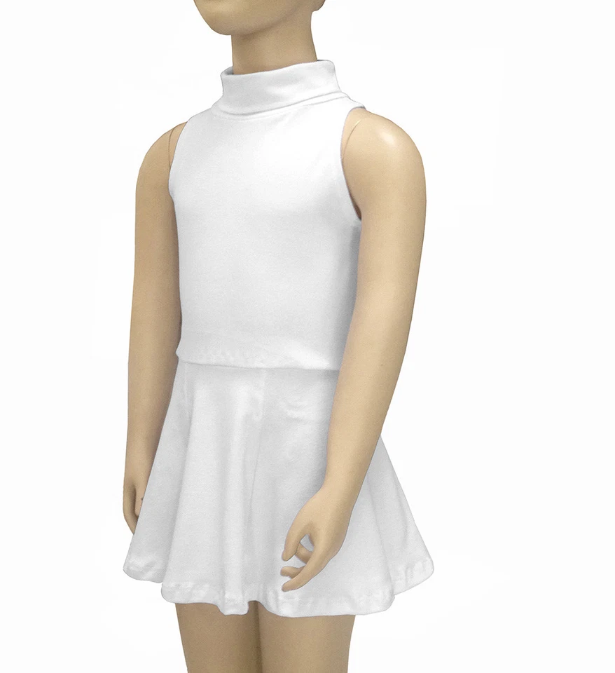 Vestido patinador cuello alto plegable sin mangas de algodón spandex para niñas de Emily Chen Foto 1 de 1