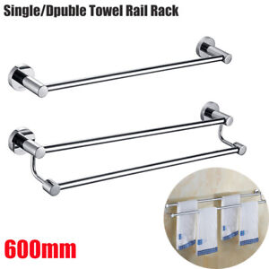 Double Towel Rail Rack Wall Mount Holder Bar 600mm 304 Stainless Steel Hanger AU