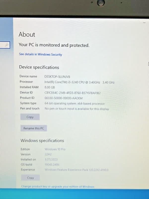 Dell Optiplex 3011 20" AIO PC Intel i3 3240 8GB 500GB Win 10 Pro -Good NO AC! - Image 1 of 4