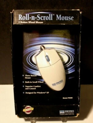 Micro Innovations PS/2 Roll-n-Scroll 3-Button Wheel Wired Mouse Model #PD96i New - Image 1 of 3