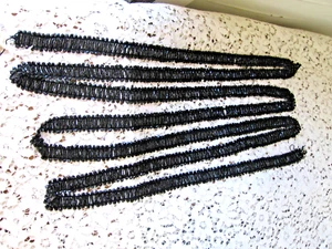 LOVELY VINTAGE 8' LONG JET BLACK BEADED VICTORIAN TRIM - 1/2 " WIDE - Picture 1 of 6