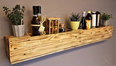 Wandregal Flaschenregal Wandbar Vintage Shabby Bar Küche Palettenmöbel geflammt - Bild 1 von 3