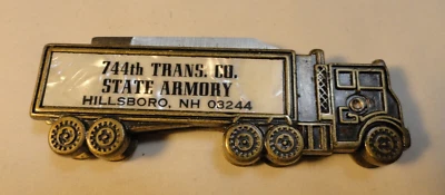 Cuchillo bolígrafo de transporte militar vintage - NH 744TH Transport Company - Ghostriders Foto 1 de 4