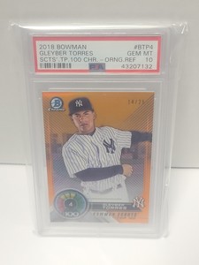 2018 BOWMAN CHROME GLEYBER TORRES SCOUTS TOP 100 Orange REF /25 PSA 10 GEM