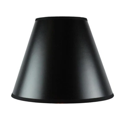 6x12x9.5 Bold Black Parchment Lampshade with True Gold Lining Hard Back Empire - Image 1 of 4