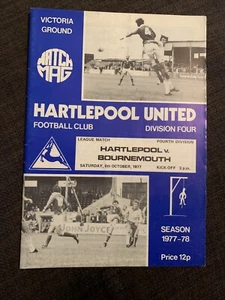 1977 Hartlepool V Bournemouth Football Programme - Picture 1 of 3