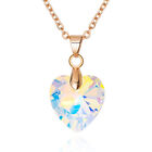 14K Gold Plated Copper Heart White zircon Romantic Love Crystal Pendant Necklace