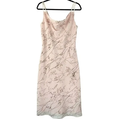 Vintage Y2K 90s Pastel Floral Midi Slip Dress Sz 12 Coquette Fairy Feminine Cowl - Image 1 of 4
