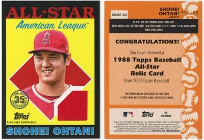 SHOHEI OHTANI  2023 Topps Series 2 1988 All-Star Relics BLACK 195/199 #88ASR-SO - Image 1 of 3