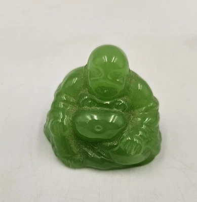 Estatuilla de Buda Feliz de Vidrio Verde Jadeíta China Miniatura De Colección  Foto 1 de 4