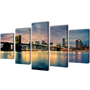Waterproof 5-Panel Brooklyn Bridge Canvas Wall Art, Contemporary Decor - Picture 1 of 3