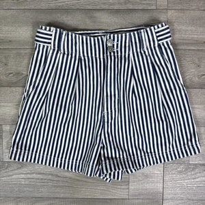 Women's BDG Urban Outfitters Blue White Striped Pleated Jean Shorts sz 25 - Picture 1 of 5
