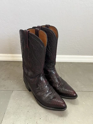 Botas Lucchese Exóticas Teju Piel de Lagarto Negro Cereza Cuero Para Hombres Talla 10D M2901 J4 Foto 1 de 4