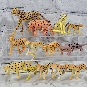 Wildlife Animal Figures Lot Of 13 All Cats Cheetahs Spotted Leopards Wild Nature - Picture 1 of 9