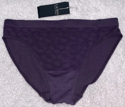 Polo Ralph Lauren Monograma Malla Berenjena Púrpura Bikini Panty Mujer Talla M 6 Foto 1 de 4