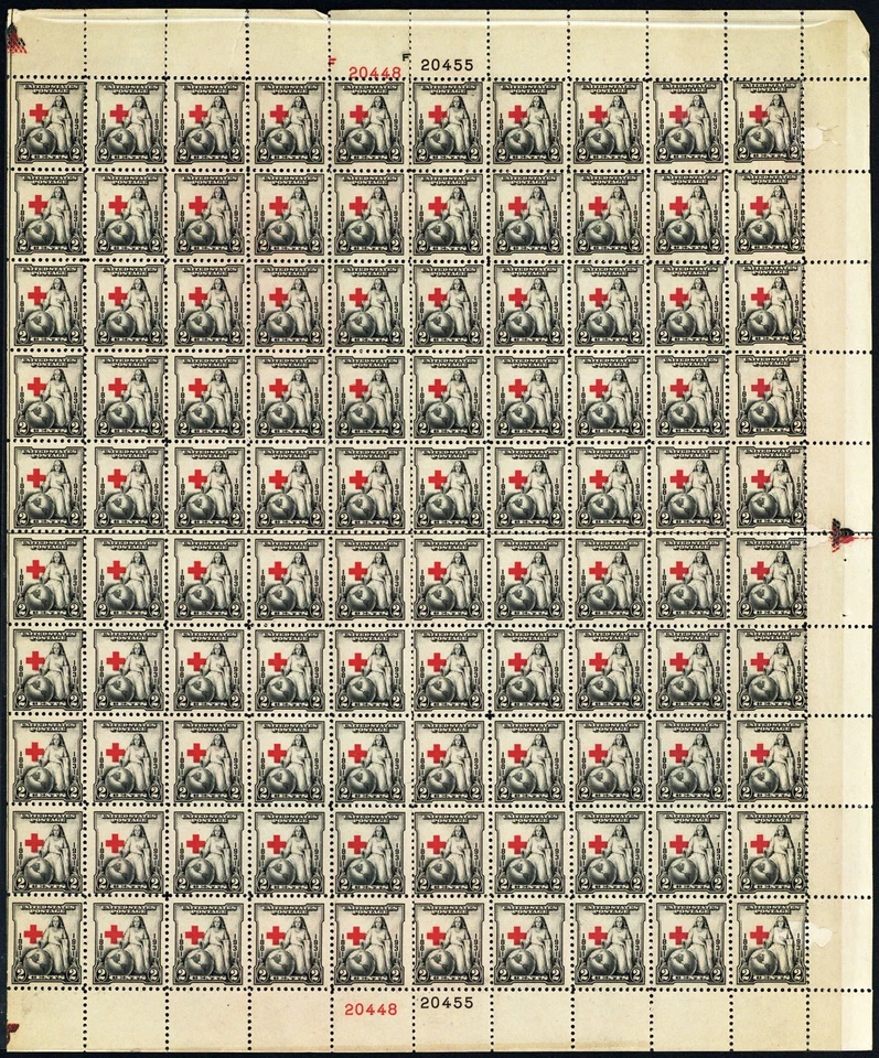 Hoja de error 702, MNH 2¢ grande color cruz roja desplazada a derecha - Stuart Katz Foto 1 de 2