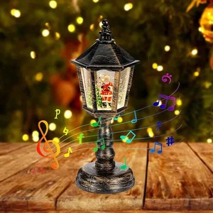 Weihnachts Schneekugel Laterne mit Musik, Weihnachtsdekoration LED Vintage - Bild 1 von 7
