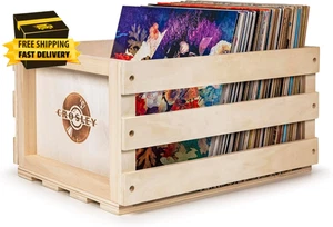 AC1004A-NA Record Storage Crate Holds up to 75 Albums, Natural - Imagen 1 de 4
