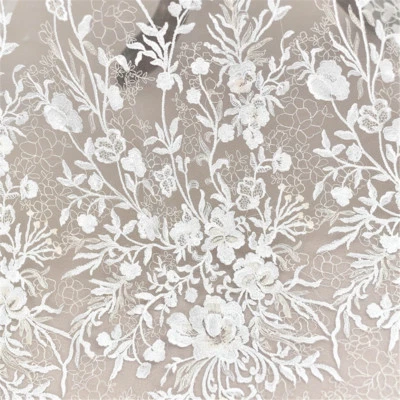 Blossom Bridal Lace Fabric Off White with a little pale beige colour Embroidery