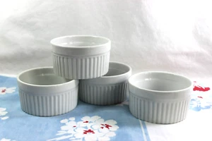 4 HIC Fine China Ramekins, White Porcelain Souffle, 3.5-Inch, 6-Ounce - Picture 1 of 6
