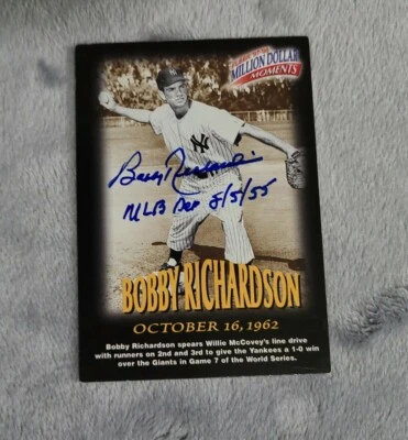 Bobby Richardson Signed Card Million Dollar Moments 1997 Fleer #27  - Image 1 of 4