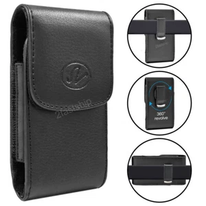 Universal Leather Case Belt Clip Holster Pouch for Medium Sized Flip Phones - Picture 1 of 8