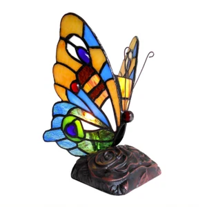 KACY 4 Tiffany-Stil 1 Licht Schmetterling Akzent Tischlampe 9 Zoll hoch - Bild 1 von 1