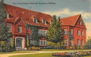 Father Flanagan Boys Town Eagles Memorial Apt. Bldg. Omaha , NE 1930's Postcard - Picture 1 of 2