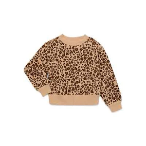 Wonder Nation Girls Fashion Relaxed Fit Brown Fleece Pullover, Size M (7-8) - Picture 1 of 2