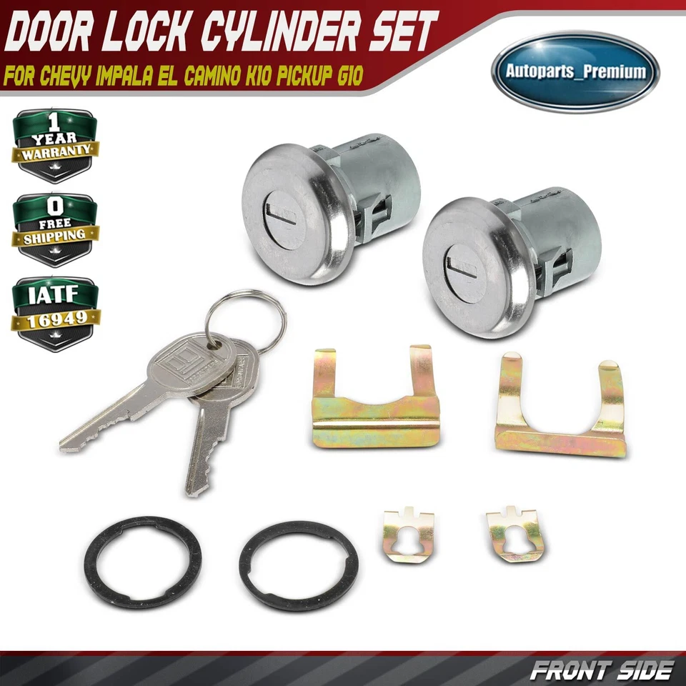 Juego de cilindros de cerradura de puerta con 2 llaves para camioneta Chevrolet Impala El Camino K10 G10 Foto 1 de 4