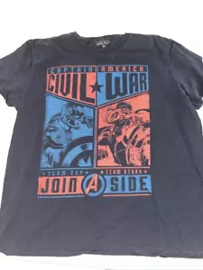 T-SHIRT GUERRA CIVILE MARVEL COMICS CAPTAIN AMERICA IRONMAN BLU NAVY SCURO XL - Foto 1 di 3