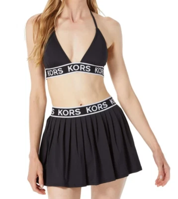 Conjunto de top de bikini y falda plisada negra con logotipo de Michael Kors para mujer talla mediana Foto 1 de 4