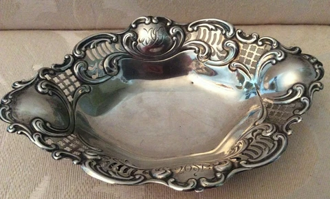 Gorham Sterling Silver Reticulated Oval Footed Bowl 4684 Cover