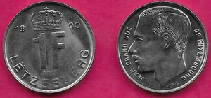 LUSSEMBURGO 1 FRANCO 1990 UNC JEAN, TESTA SINISTRA, CORONA DIVIDE DATA SOPRA VALORE, Soprabiti - Foto 1 di 1