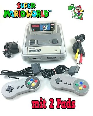 SUPER NINTENDO SNES PAL ★ SPIEL: SUPER MARIO WORLD ★ 2 Controller ★KULT MARIO ★ - Bild 1 von 4