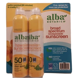 New lot of 2 Alba Botanica Sunscreen Broad Spectrum Hawaiian SPF50 Coconut s6 - Picture 1 of 6