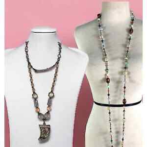 Bohemian Chunky Costume Jewelry Lot 2 Necklaces Set Trendy and Chic Boho Fashion