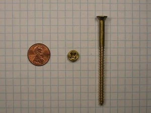 HOLZSCHRAUBEN #10 x 3" MASSIVES MESSING, FLACHKOPF, KREUZSCHLITZANTRIEB, UNPLATTIERT - Bild 1 von 1