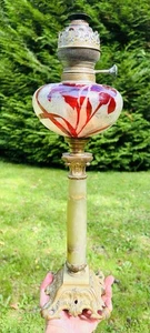 BACCARAT ACID ETCHED GLASS KEROSENE LAMP LAMPE A PETROLE CRISTAL GRAVE ACIDE AA - Bild 1 von 24