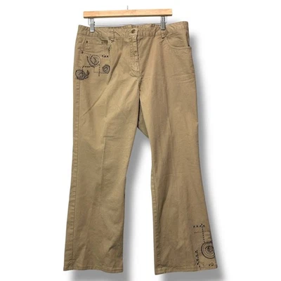Hearts of Palm Embellished Pants Khaki Cotton Blend Casual Trousers Size 16 - Image 1 of 4