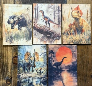 5 brand new Jungle style dinosaur postcards/cards - Picture 1 of 8