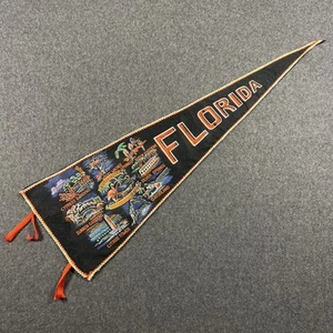 Banderín negro de Florida de los años 70 sitios turísticos - Hecho en Japón - 27-3/4" x 8-1/2" - Imagen 1 de 12