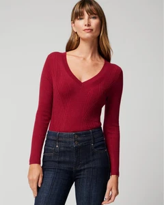 WHBM Long Sleeve Cashmere Blend Top Small Dark Pink NWT White House Black Market - Picture 1 of 13