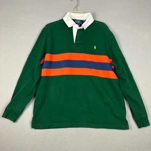 Polo de Ralph Lauren Para Hombres Grande Manga Larga Rugby Camisa Verde Rayas Golf Logo - Imagen 1 de 6