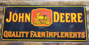 VINTAGE JOHN DEERE PORCELAIN SIGN OLD FARMING TRACTOR EQUIPMENT SALES 1954 FARM - Picture 1 of 19