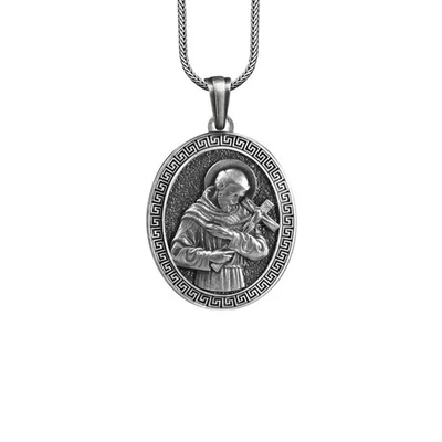 Collana San Francesco in argento sterling con ciondolo croce regalo... - Immagine 1 di 4